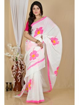 DipDiya - Hataka Multi-Coloured Bengali Hand Painted Pure Cotton Saree without Blouse