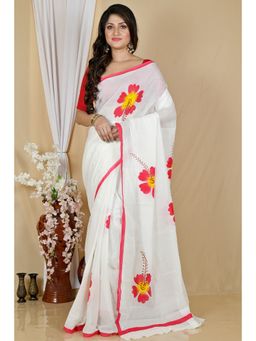DipDiya - Hataka Women Multi-Coloured Bengali Hand Painted Pure Cotton Saree without Blouse