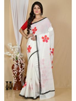 DipDiya - Hataka Multi-Coloured Women Bengali Hand Painted Pure Cotton Saree without Blouse