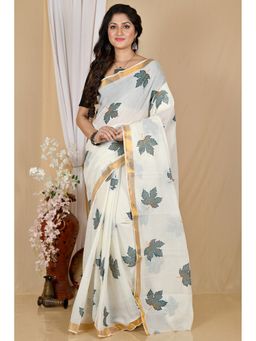 DipDiya - Women Hataka Multi-Coloured Bengali Hand Painted Pure Cotton Saree without Blouse