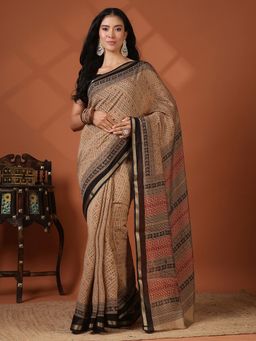 MEENA BAZAAR - Black Art Silk Saree Without Blouse