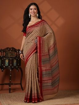 MEENA BAZAAR - Maroon Art Silk Saree Without Blouse