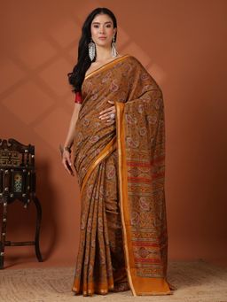 MEENA BAZAAR - Mustard Art Silk Saree Without Blouse