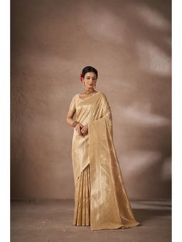 Sarha - Beige Silk Woven Saree with Unstitched Blouse
