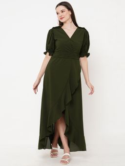 MISH - Women Green Ruffled Maxi Dress
