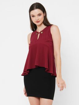 MISH - Women Maroon Solid Top