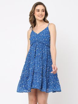 MISH - Women Blue Floral Mini Dress