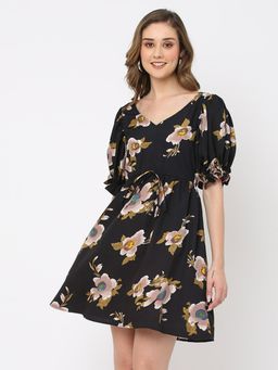 MISH - Women Black Floral Mini Dress