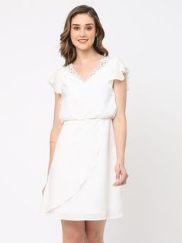 MISH - Women White Solid Mini Dress