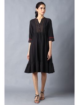 Aurelia - Black Circular Embroidered Dress