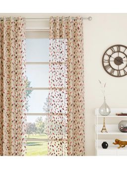 GM - 7 Feet Floral Grommet Single Sheer Door Curtain Panel