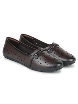 Zoom Shoes - Women Brown Genuine Leather Ballerinas