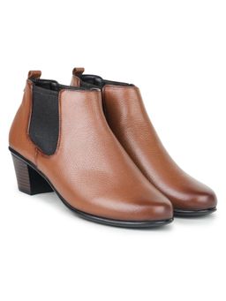 Zoom Shoes - Women Tan Genuine Leather Chelsea Boots