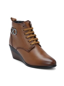 Zoom Shoes - Womens Tan Genuine Leather Casual Boots