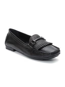 Zoom Shoes - Women Black Genuine Leather Loafers