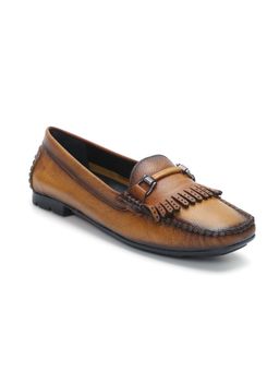 Zoom Shoes - Women Tan Genuine Leather Loafers