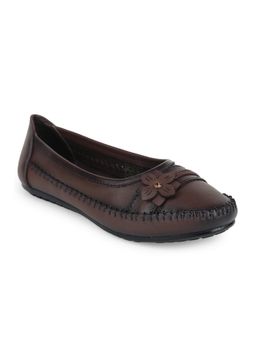Zoom Shoes - Women Brown Genuine Leather Ballerinas
