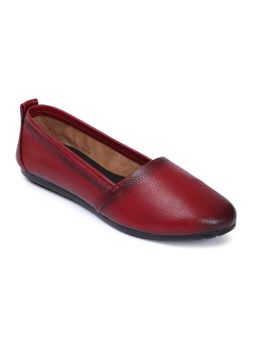 Zoom Shoes - Womens Red Genuine Leather Ballerinas