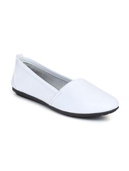 Zoom Shoes - Womens White Genuine Leather Ballerinas