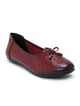 Zoom Shoes - Womens Red Genuine Leather Ballerinas