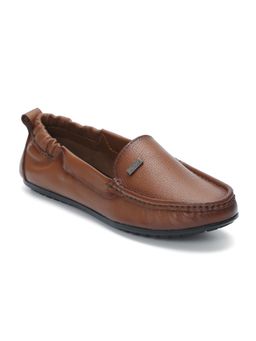 Zoom Shoes - Women Tan Genuine Leather Loafers