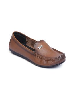 Zoom Shoes - Womens Tan Genuine Leather Loafers