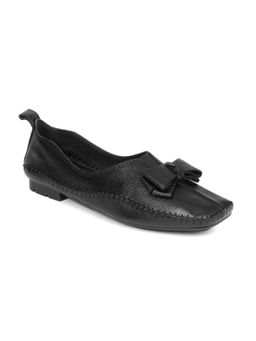 Zoom Shoes - Women Black Genuine Leather Loafers