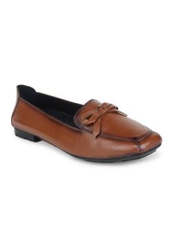 Zoom Shoes - Women Tan Genuine Leather Loafers