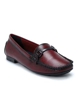 Zoom Shoes - Womens Red Genuine Leather Loafers