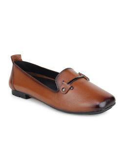 Zoom Shoes - Women Tan Genuine Leather Loafers