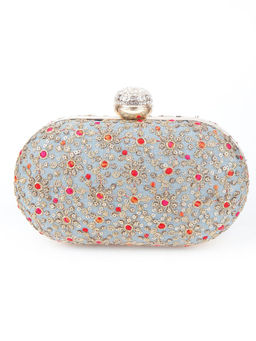 Odette - Grey Embellished Clutch