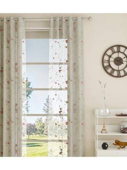 GM - 7 Feet Floral Grommet Single Sheer Door Curtain Panel