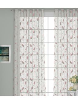 GM - 7 Feet Floral Grommet Single Sheer Door Curtain Panel