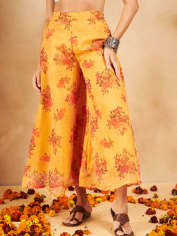 InWeave - Women Mustard Floral Palazzo