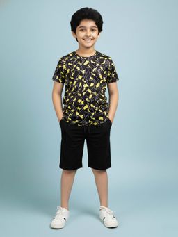 KiddoPanti - Boys Abstract Printed Round Neck T-shirt With Short-Blue