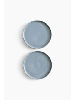 H&M - Blue 2-pack stoneware mid plates