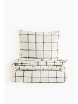 H&M - White Cotton sateen single duvet cover set