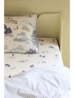 H&M - Blue Patterned percale fitted sheet
