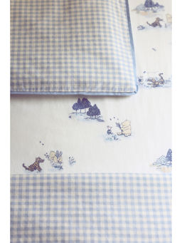H&M - Blue Patterned percale cot fitted sheet