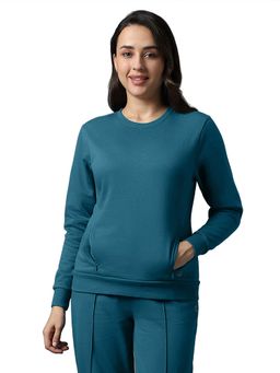 Amante - Solid Full Sleeve Round Neck Essential Fleece Sweatshirt