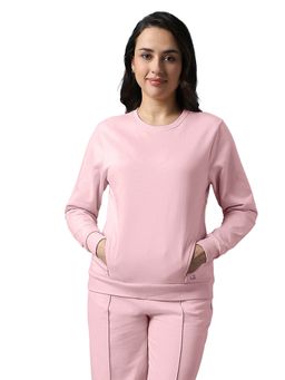 Amante - Solid Full Sleeve Round Neck Essential Fleece Sweatshirt