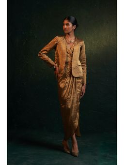 Charkhee - Midas Gold Tissue Maxi Dress & Jacket (Set of 2)