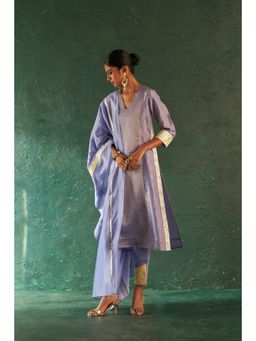 Charkhee - Midas Lavender Stripes Kurta with Pant & Dupatta (Set of 3)