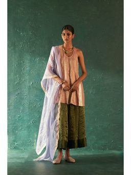 Charkhee - Midas Tissue Stripes Palazzo Kurta With Dupatta (Set of 3)