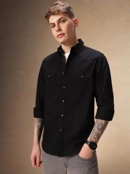 Dennis Lingo - Relaxed Fit Full Sleeves Spread Collar Solid Men Shirt