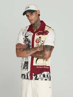 Puma - White Palais Artisan Mens Relaxed Cotton Casual Shirt