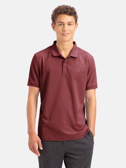 Jockey - AM38 Men Microfiber Fabric Solid Half Sleeve Polo T-Shirt - Dark Maroon