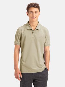 Jockey - AM38 Men Microfiber Fabric Solid Half Sleeve Polo T-Shirt - Mustard Green