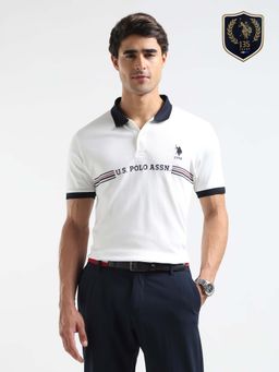 U.S. POLO ASSN. - Mens Brand Embossed Regular Fit Polo T-Shirt - White