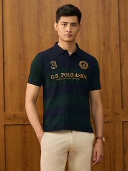 U.S. POLO ASSN. - Mens Pure Cotton Varsity Polo T-Shirt - Green